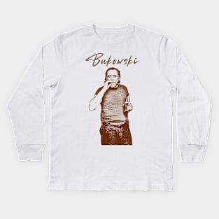 Charles Bukowski - retro vintage sketches Kids Long Sleeve T-Shirt